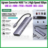 Ugreen Converter HUB 7 in 1 High Speed 5Gbps - USB 3.0 + HMDI + TF SD + PD100W - SKU 15214