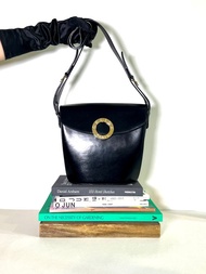 Celine黑色皮革薯條包水桶包側肩斜孭揹袋 日出中古二手vintage