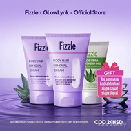 Fizzle x GlowLynk krim pencukur bulu - set 30g 60g 90g ekstrak herba semula jadi, pencabutan bulu ta