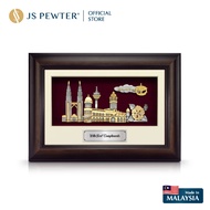 (JS Pewter) Malaysia Landmark | Gold Plated Pewter | 8.5" x 12" VIP Solid Wood Frame | Corporate Gif