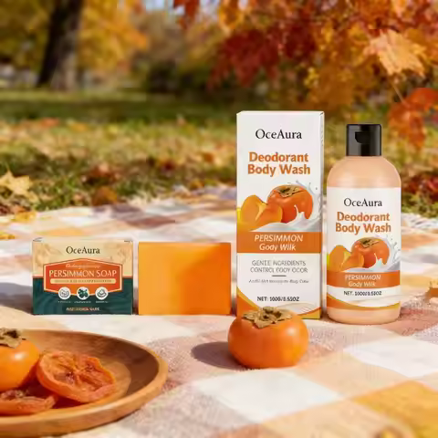 OceAura Persimmon Soap Bar for Body Odor Control Deodorant Professional Skin Cleaning Goat Milk Body