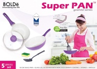 Panci Set Super Pan Bolde Purple Set Granite Ceramic Cookware Set