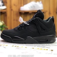 Ready stock AJ4 Retro Black Cat Black-Light Graphite All black Sneakers AJ4 CU1110-010&&*&