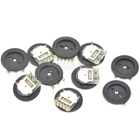 10pcs Double Dial Taper Volume Wheel Duplex Potentiometer B102 B103 B203 B503 B104 1K 2K 5K 10K 20K 