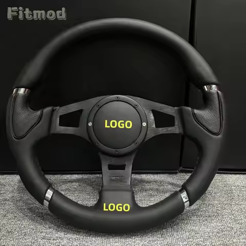 14-inch classic silver and black bracket leather steering wheel racing 350mm car sports steering whe