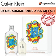 Calvin Klein cK One Summer 2019 2 Pcs Gift Set for Unisex (100ml EDT + 15ml EDT) Men Women GiftSet Travel Collection [Brand New 100% Authentic Perfume/Fragrance]