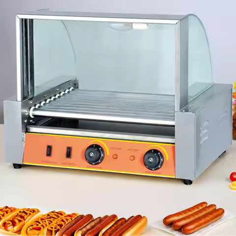 Street Food Electric Cooker Heating Commercial Vending Toaster Hotdog Grill Sausage Roller Rolling M
