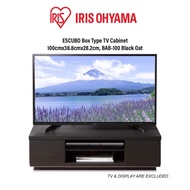 IRIS Ohyama BAB-100 ESCUBO Box Type TV Cabinet, TV Console, TV Table, Width 100cm, Walnut/ Black Oat