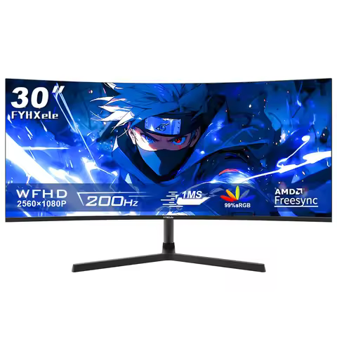 FYHXele 30" Curved Gaming Monitor 200Hz Computer Monitor FHD 1800R VA Screen PC Monitors Support AMD
