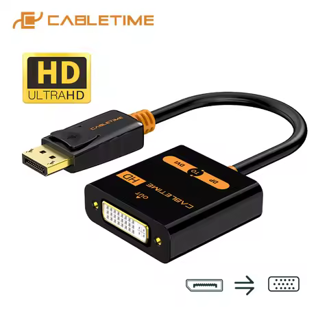 CABLETIME DP to DVI Adapter HD Black Displayport to DVI Converter Video Transmission for Laptop HDTV