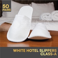 50 PAIRS CLASS A - Hotel Non-Woven Disposable Slipper (WHITE)