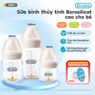 Dr.isla Milk Bottle glass material 80ml 160ml 240ml BPA Free anti-spill design GB61
