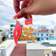 Vietnam flag keychain - Red flag keychain with yellow star