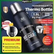 OPTIBEST Full Body 304 Stainless Steel Thermos Bottle 1000ml 1500ml Stainless Steel Water Bottle The