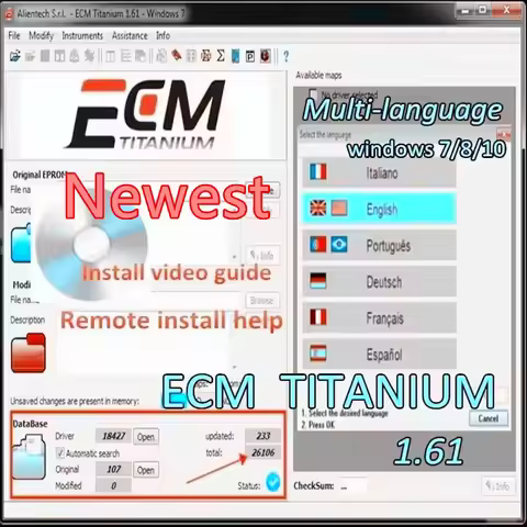 ECM Titanium 1.61 2024 Release with 26,000+ Drivers Full ECU Tool with ECM 18,259+ Drivers Options f
