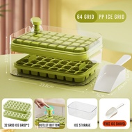 64 pcs ice cube tray maker silicone storage with cover grid mold mould bekas ais batu box simpan let