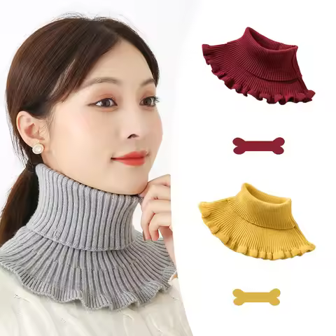 Knitted Dickey Collar Warm Women Winter Ruffle Turtleneck Neck Warmer Casual Detachable Ruffle Hem S