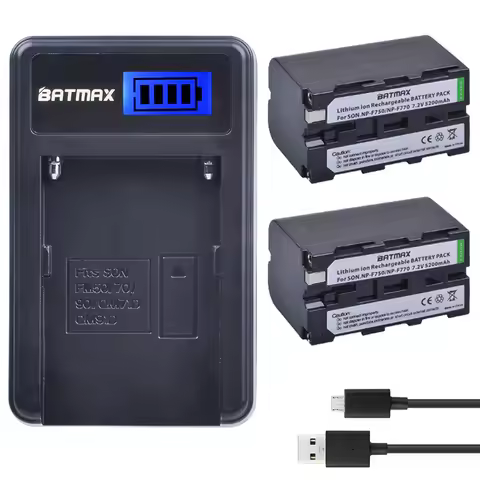 Batmax 5200mAh NP F750 NP F770 NP-F750 Battery Akku + LCD USB Charger for Sony NP F970 F960 F550 F57