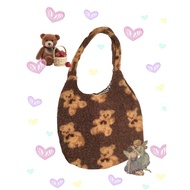 y2k fluffy bear tote bag