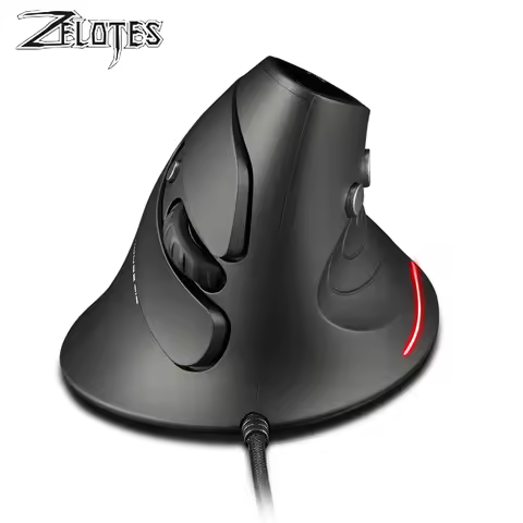 ZELOTES T-30 Mouse Wired Optical Mouse Vertical Mouse USB Wired Gaming Mouse 6 Keys Ergonomic Mice w