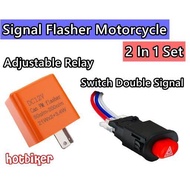 ❡▲ Signal Flasher Motorcycle Adjustable LED Blinker Relay Hazard double signal condenser EX5 LC135 Y15ZR RS150R socket