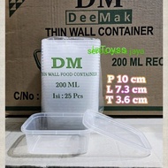 THINWALL LONG BOX 200 ML - 200ML CONTENTS 25PCS - FOOD CONTAINER BOX