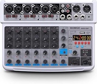 BOMGE 8 channel mini audio mixer Line Mixer,DC 5V,with MP3 Player,Bluetooth, U disk 48V,24DSP effect