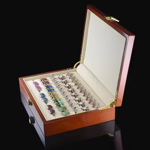 High-end Piano Paint Jewelry Box Wooden Storage Box Earrings Ring Jewelry High-end Jewelry Watch Cuf