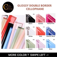 GLOSSY DOUBLE BORDER CELLOPHANE Glossy Cellophane/ Glass Cellophane Bouquet Paper Wrapping/ - GP