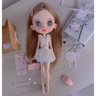 Small Cloth blythe Doll Pink Clothes White Skirt OB24 azone 19 Joint Body Can Wear