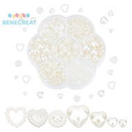 BENECREAT 1box Half Round s 460pcs 7 styles Heart Shape Flat Back Beads ABS Plastic Rhinestone Loose
