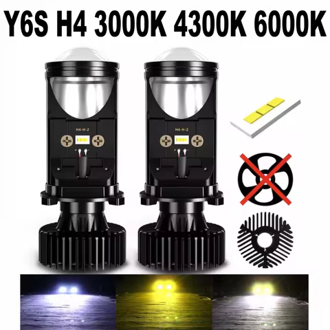 H4 LED High Low Beam Mini Projector Lens Headlight 12V 24V 3000k 4300K 6000K Focused Y6 H4 Bulb Car 