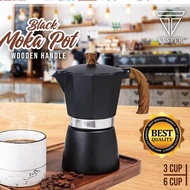 DIRECT ATC mokapot coffee black wooden handle 3 cups and 6 cups moka pot coffee espresso maker 3 cup