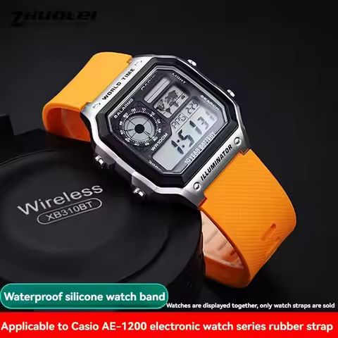 For Casio AE1200 AE-1200 AE-1200WH AE-1300 Modified Stainless Steel Case Silicone Rubber Watch Strap