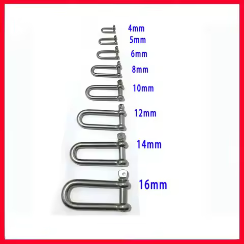 HQ AC2 AISI316 Marine Grade Long Straight D Shackle Stainless Steel Anchor Shackle Chain Wire Rope C