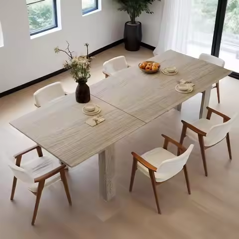 Extendable Dining Table for 6-10 Person, 55" to 86" Modern Dining Room Table, Rectangular Kitchen Ta