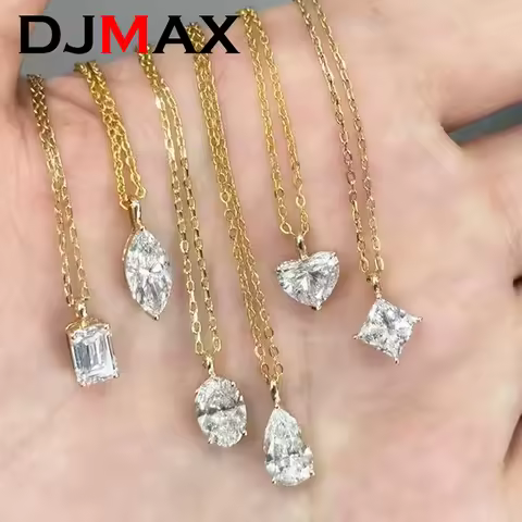 DJMAX Heart Oval Moissanite Necklace 925 Sterling Silver Chains Stylish and Elegant Women's Moissani