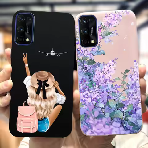 For Realme 7 5G Case RMX2111 Cover New Fashion Flower Girls Painted Funda Soft TPU Cases For Realme 