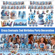 Zootopia 2 Themed Kids Birthday Party Decorations Tableware Piece Cup+paper Inch+9 【flag+7 6 S6c6