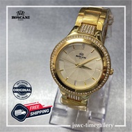 [FREE Wall Clock &amp; T-Shirt] ROSCANI Watch BL B31542 Original Women Diamond Style Gold Dial Jam tangan