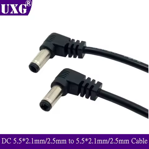 DC Power 5.5 X 2.1mm / 2.5mm Male To 5.5 2.1/2.5mm Male Plug Cable Right Angled 90 Degree 22AWG 5.5 