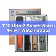 T20 Ultra 2 Smartwatch 4in1 Strap Set - Unisex Fitness Bracelet with Bluetooth Call, Heart Rate Moni