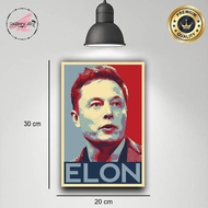 ELON MUSK Wall Display Wooden Poster Wall Decoration 20cm x 30cm