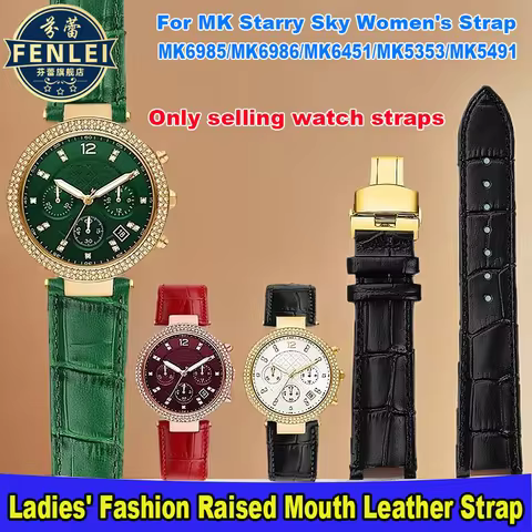 20*12mm Notched Cowhide watch strap For Michael kors watch MK6985 6986 2425/2433 2277 Watch band men