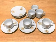 懷舊 古早 80s/90s 八、九十年代 6cm直徑 三面印花 咖啡杯碟 茶杯碟 一套十二件 特濃咖啡杯大小