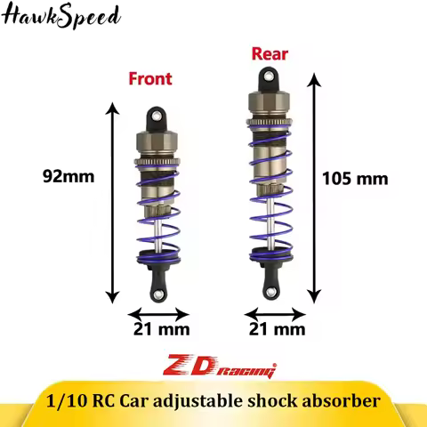 ZD Racing 2PCS Shock Absorber 92mm 105mm Metal Negative Pressure Shock Absorber for 1/10 RC Car Bugg