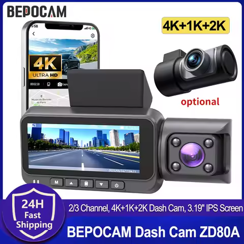 2/3CH Dash Cam 4K+1K+2K Dash Car Camera Car Dash Cams DVR Car Camera 5.8G WiFi GPS 3.19" IPS Night V