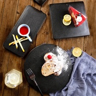 Japanese Cake Dessert Bread Plate Western Food Black Ceramic Plate Flat Tray Snack Sushi Plate Break