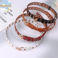 DayDayTo New Grunge Women Belt Adjustable Hole Grunge Punk Belts For Women Alloy Pin Bule PU Leather