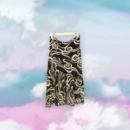 Second-Hand Amoeba Ammonite Coffee Color Matching Amoeba Printed Mesh Layered Hem Elastic Long Skirt